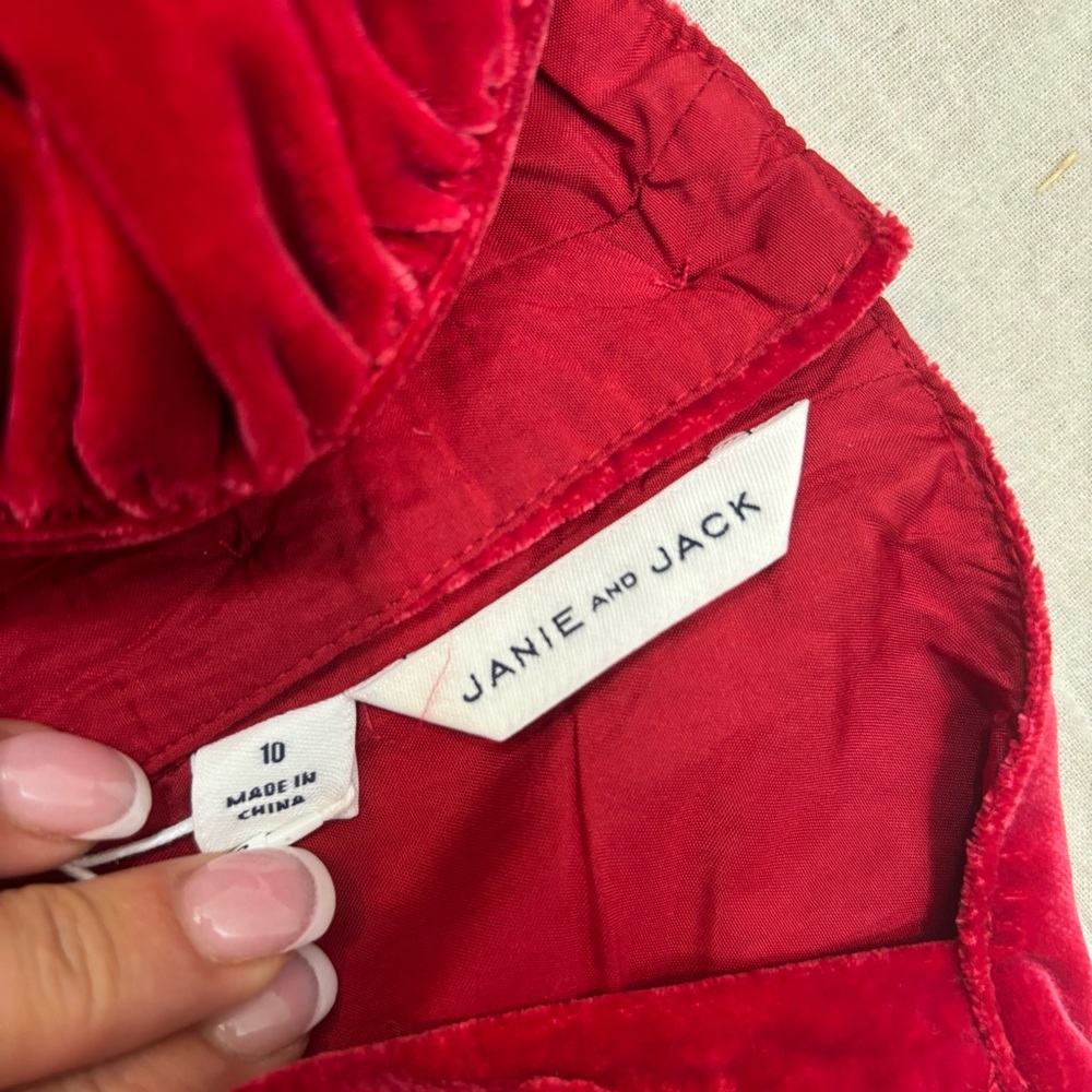 Brand new with Tags Janie and Jack The Velvet Smocked Dress Red Size 10 - Picture 10 of 13